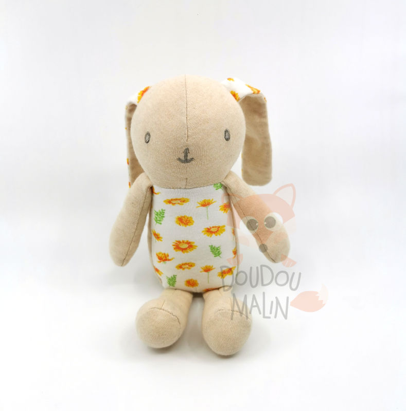 Klorane Doudou peluche lapin beige fleur oeko tex 20 cm